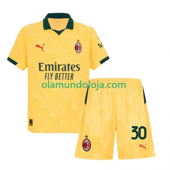 Camisola AC Milan Ardon Jashari 30 Criança Equipamento Terceiro 2025-2026 Manga Curta